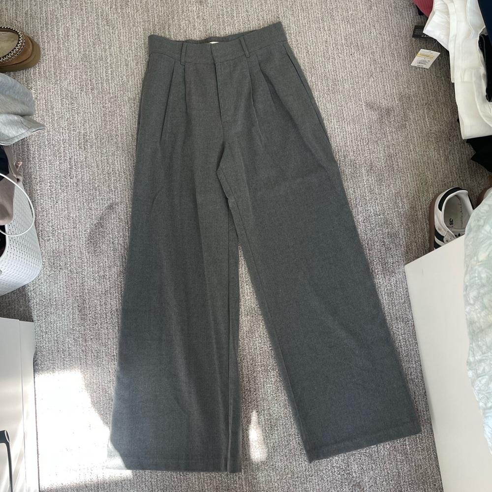 Wide Leg Pleated Women’s Dress Pants - Gray